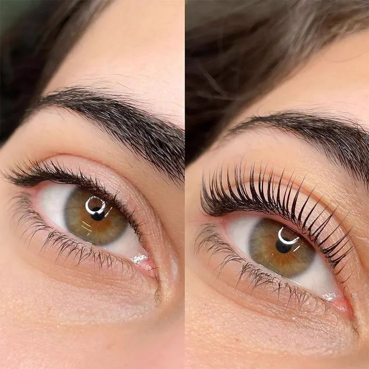 Lash lift result with lifted, curled lashes