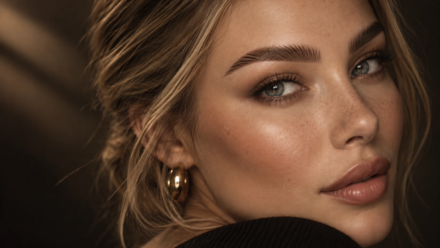 Close-up of laminated and shaped brows